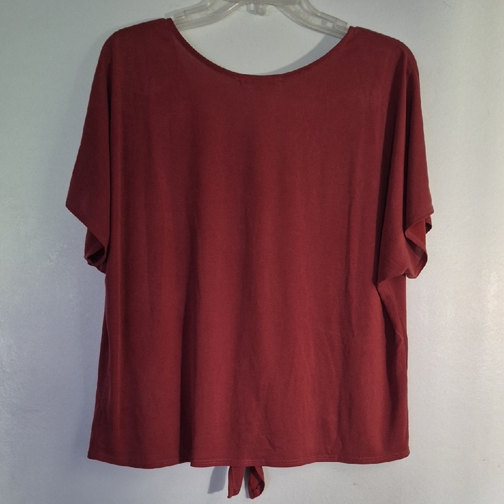 Universal Thread V-Neck Button Blouse - Rust Red - Picture 2 of 3